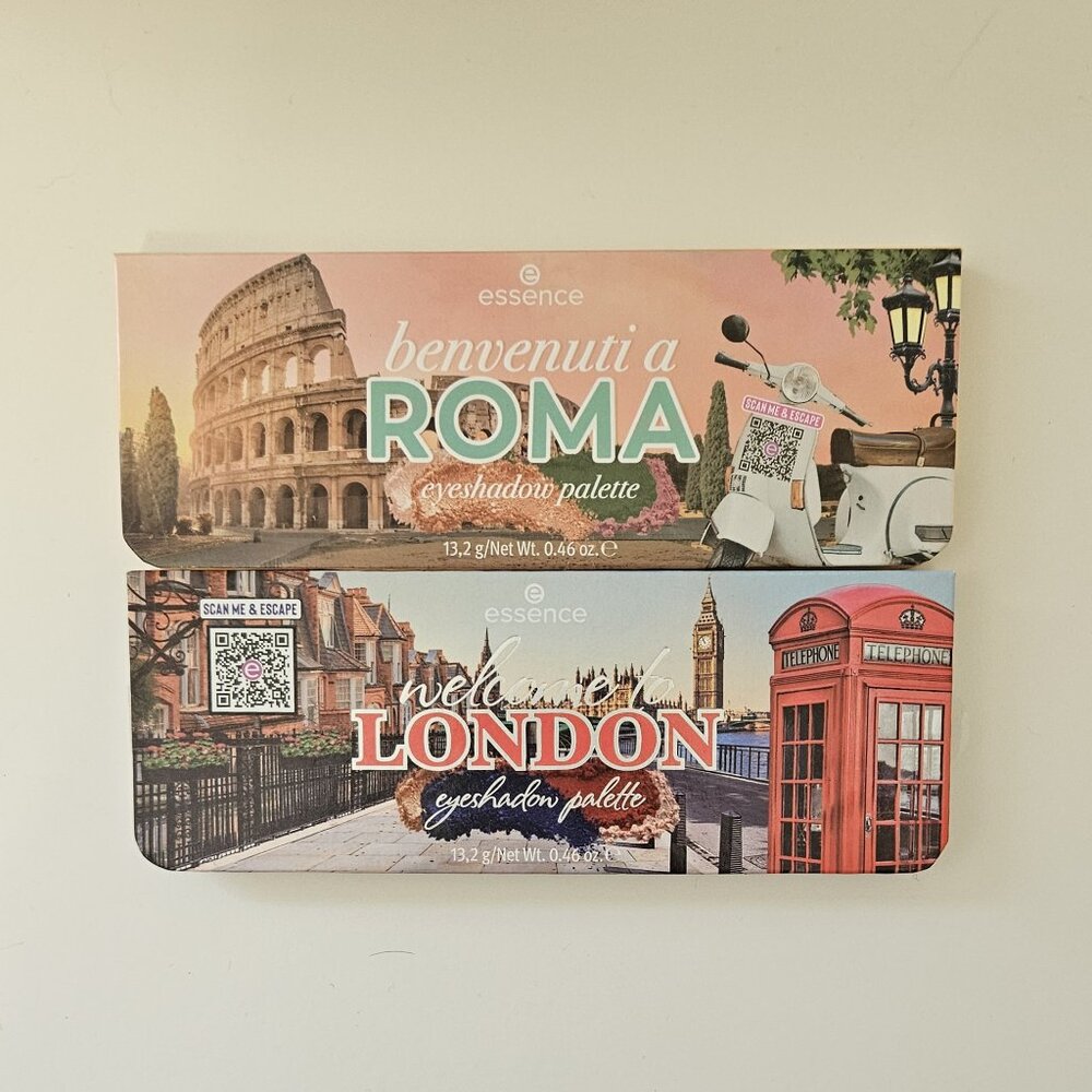 Essence Cosmetics Bienvenuti a Roma and Welcome to London Eyeshadow Palettes NEW